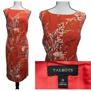 Talbots Shift Dress Spring Floral Sleeveless Size 12 Church Office Career 3134